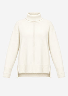 Rollkragenpullover mit Ziernaht - offwhite