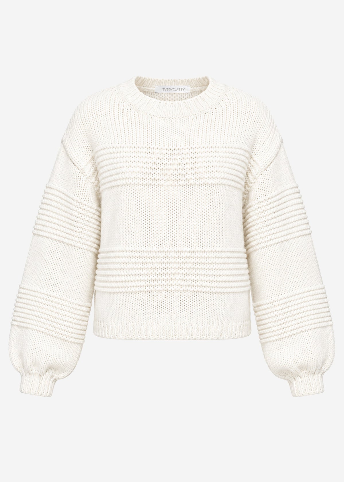 Strickpullover mit Strukturstreifen - offwhite