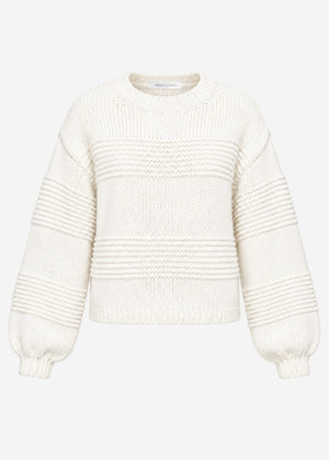 Strickpullover mit Strukturstreifen - offwhite