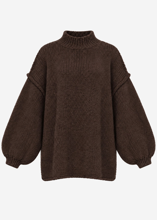 Oversized Grobstrickpullover - braun