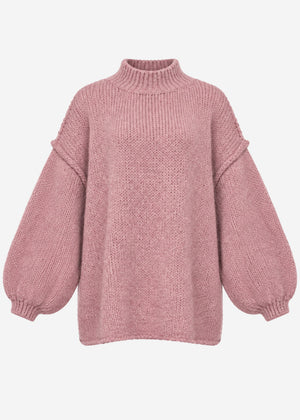 Oversized Grobstrickpullover - altrosa
