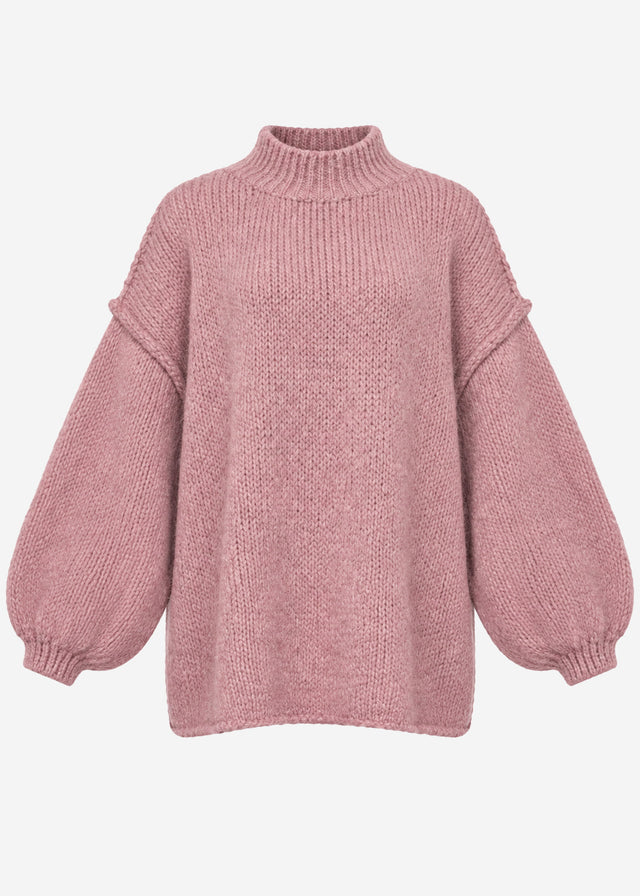 Oversized Grobstrickpullover - altrosa