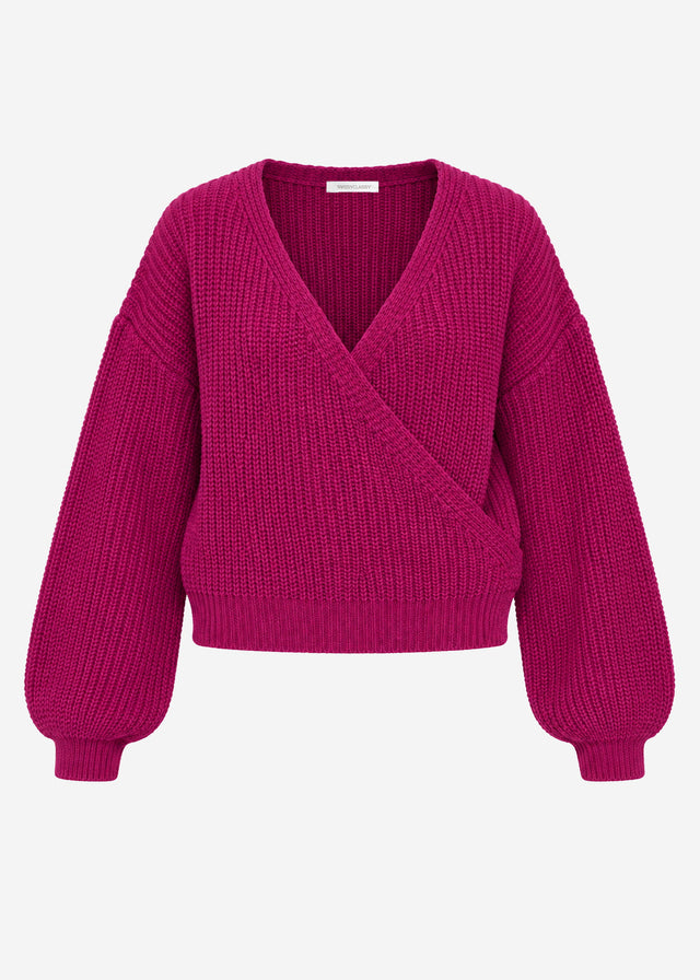 Pullover mit Wickeloptik - beere