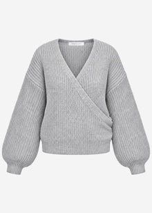 Pullover mit Wickeloptik - hellgrau