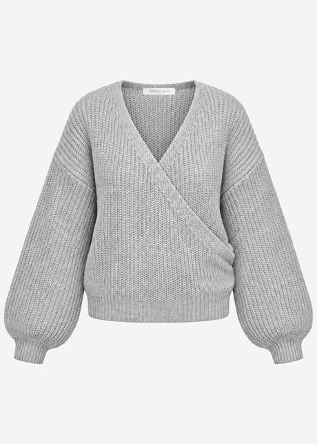 Pullover mit Wickeloptik - hellgrau