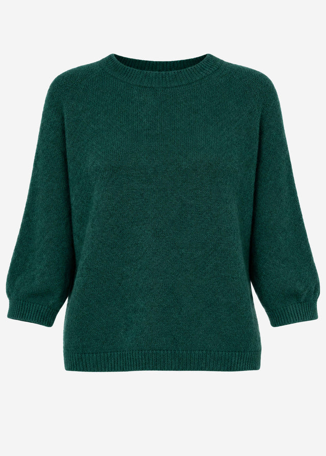 Strickoberteil mit Alpaka - dunkelgrün