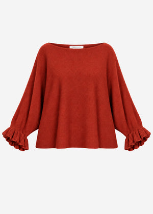 Oversize Pullover mit U-Boot Ausschnitt - rost