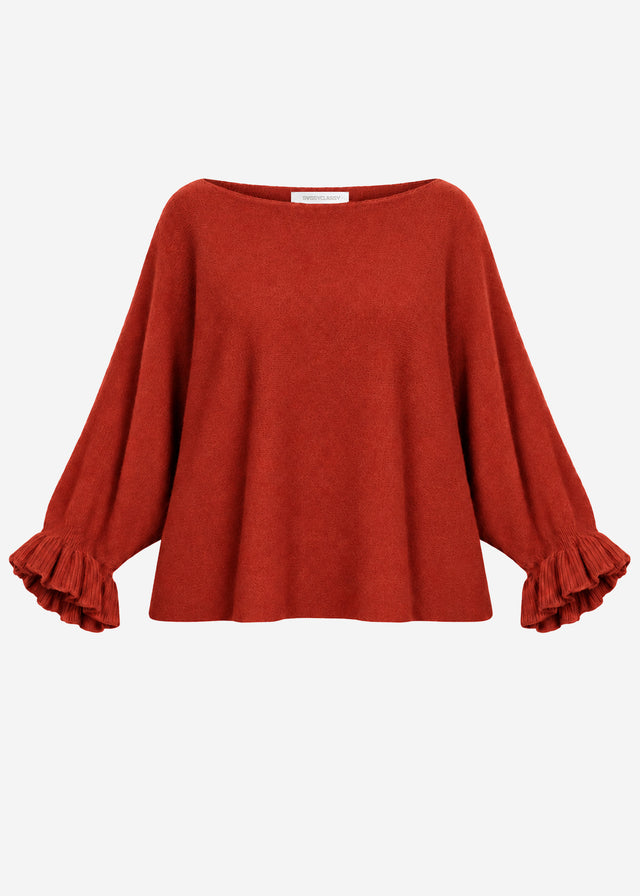 Oversize Pullover mit U-Boot Ausschnitt - rost