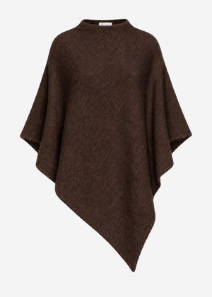 Wool-blend poncho - brown