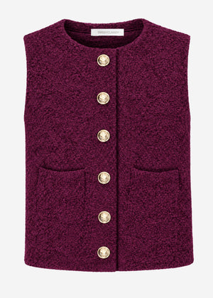 Bouclé waistcoat with pockets - plum