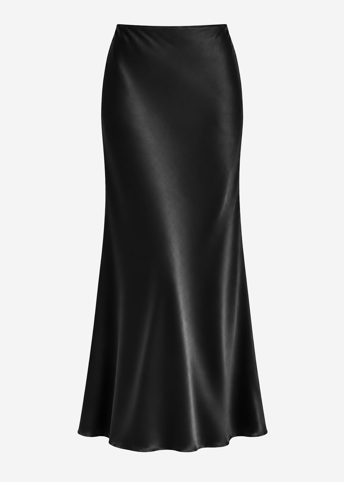 Flowing satin skirt - black