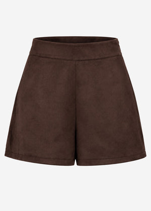 Faux suede shorts - dark brown