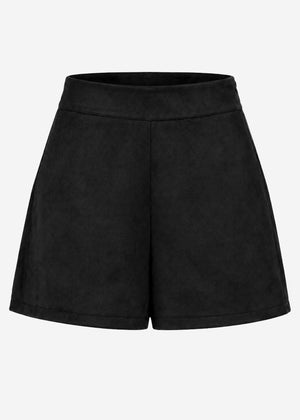 Shorts in Wildlederoptik - schwarz