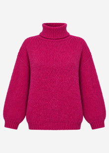 Oversize Rollkragenpullover - beere