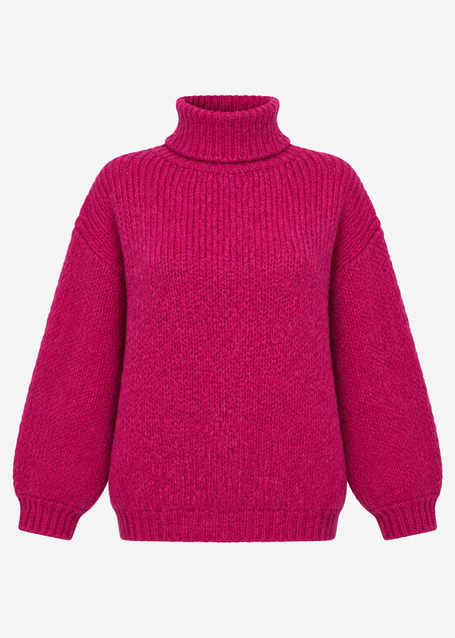 Oversize Rollkragenpullover - beere
