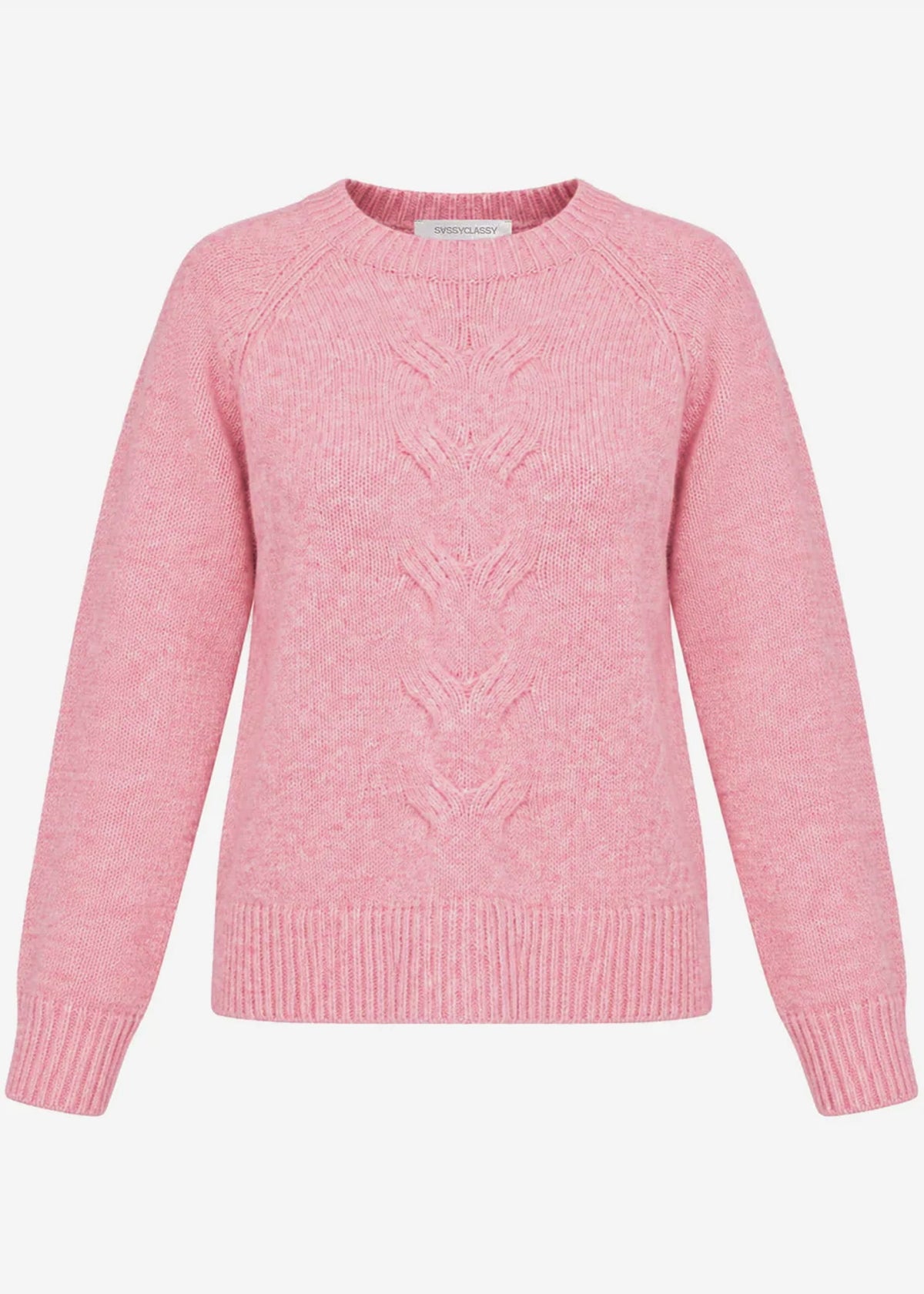 Knitted jumper with cable knit pattern - pink