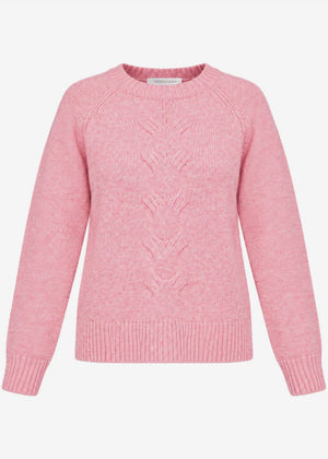 Knitted jumper with cable knit pattern - pink