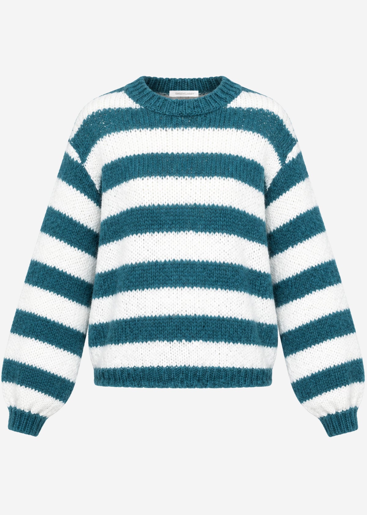 Chunky knit jumper - petrol-offwhite