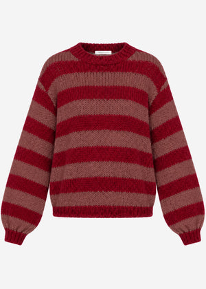 Grobstrickpullover - mauve-rot