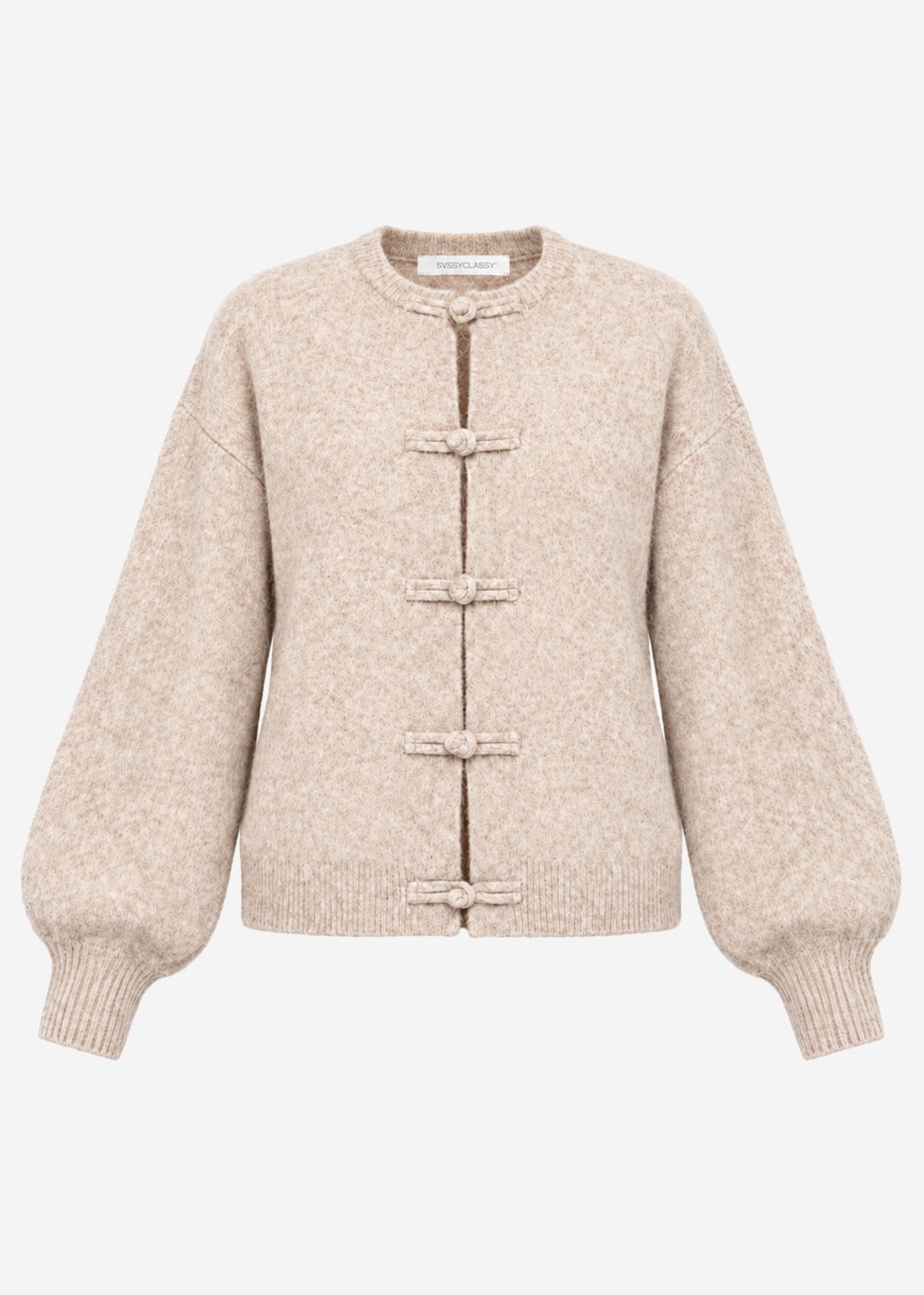 Strickjacke mit Knebelverschluss - beige