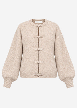 Strickjacke mit Knebelverschluss - beige