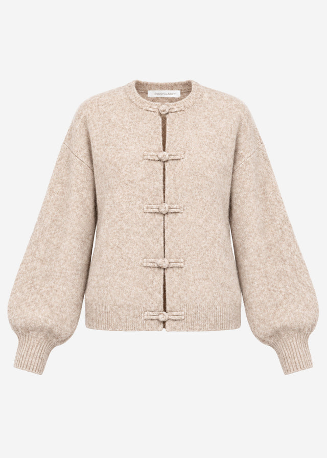 Strickjacke mit Knebelverschluss - beige