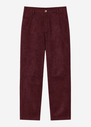 Barrel-Leg Hose in Wildlederoptik - burgundy