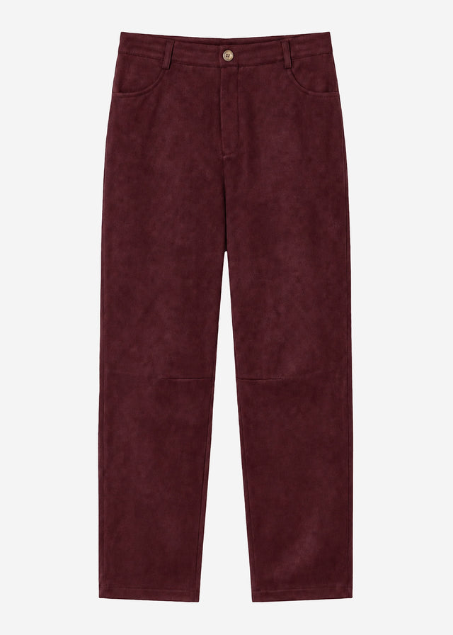 Faux suede barrel-leg trousers - bordeaux