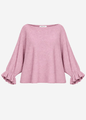 Oversize Pullover mit U-Boot Ausschnitt - altrosa
