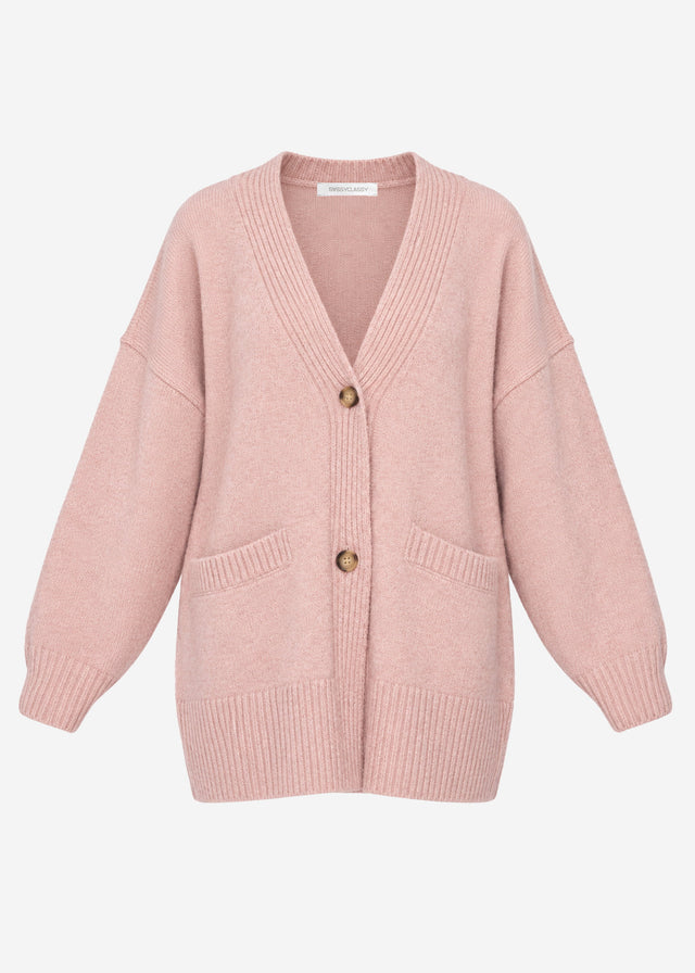 Oversized cardigan with pockets - rose