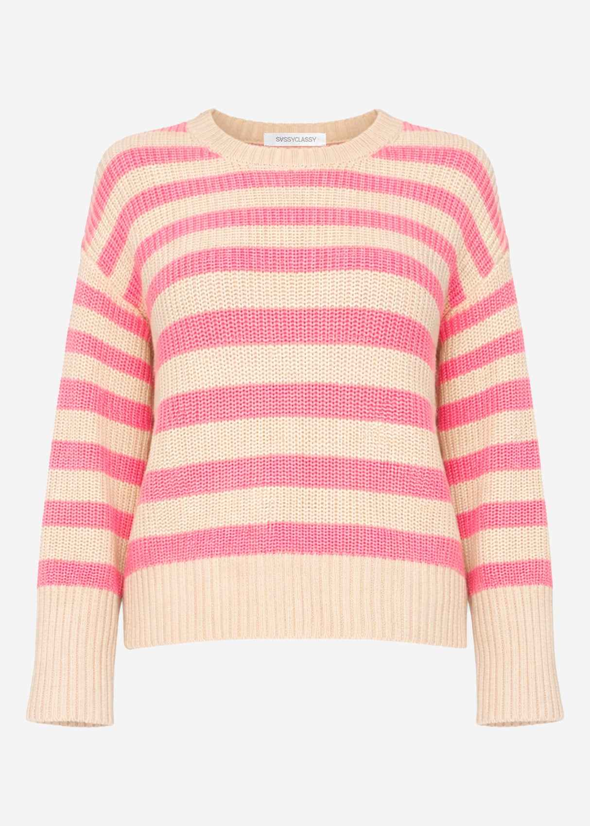 Striped cotton sweater - beige-salmon