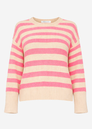 Striped cotton sweater - beige-salmon