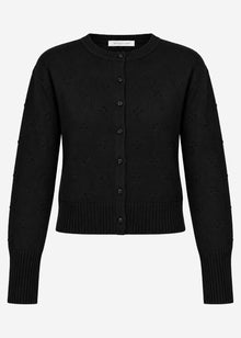 Feinstrickjacke mit Strukturmuster - schwarz