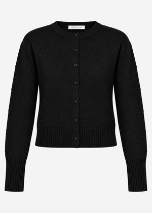 Feinstrickjacke mit Strukturmuster - schwarz