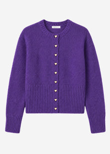 Cardigan with heart buttons - purple