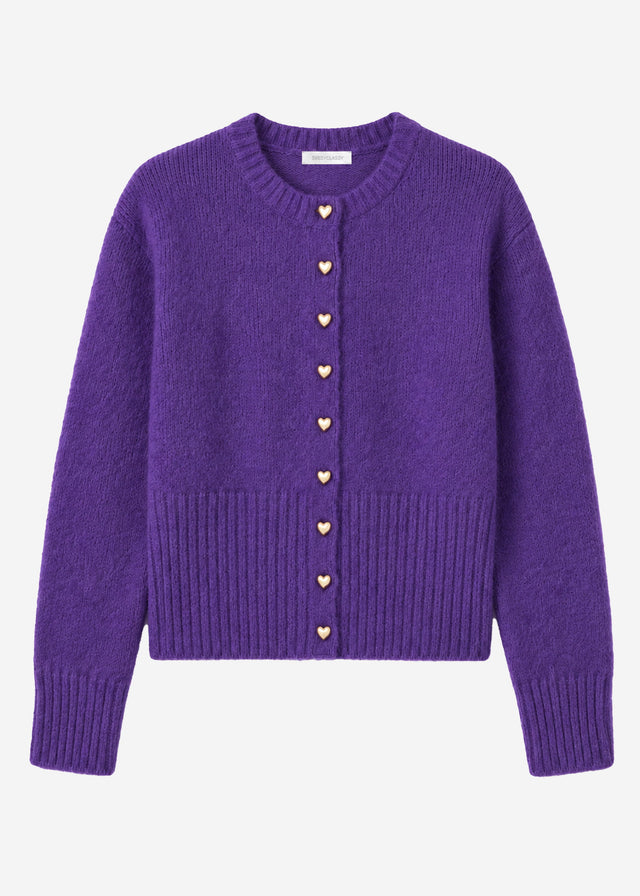 Cardigan with heart buttons - purple