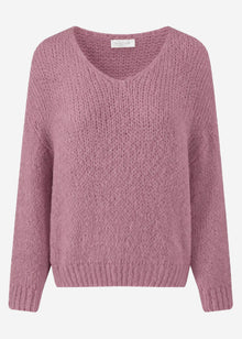 Oversize Pullover mit V-Ausschnitt - altrosa
