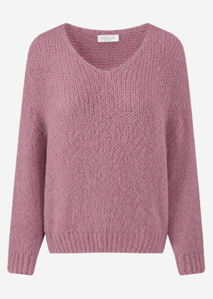 Oversize Pullover mit V-Ausschnitt - altrosa