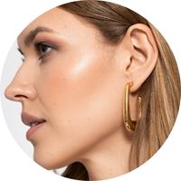 Women's gold hoop earrings with a curved design - Earrings by SASSYCLASSY