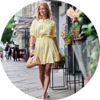 Women's light yellow muslin skirt with a flared mini skirt cut, styled with a matching blouse – Muslin skirts by SASSYCLASSY