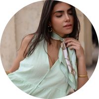 Women's green muslin top with an airy cut and slightly sheer fabric, styled with a scarf and gold earrings – Muslin tops by SASSYCLASSY