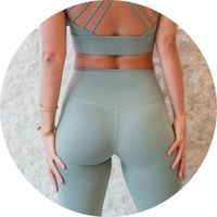 Women's sage green athletic leggings with a high waistband and a figure-hugging fit, paired with a matching sports bra – athletic leggings by SASSYCLASSY 