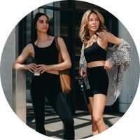 Women's black activewear: a sports top with leggings and a crop top with cycling shorts, styled with a leopard-print jacket – activewear collection by SASSYCLASSY