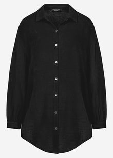 Musselin Bluse oversize - schwarz