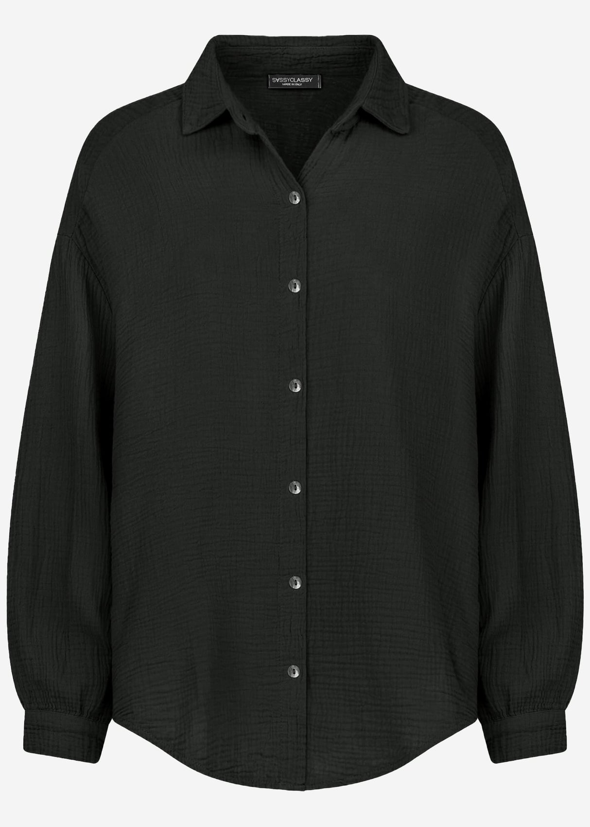 Musselin Bluse oversize, kurz, schwarz