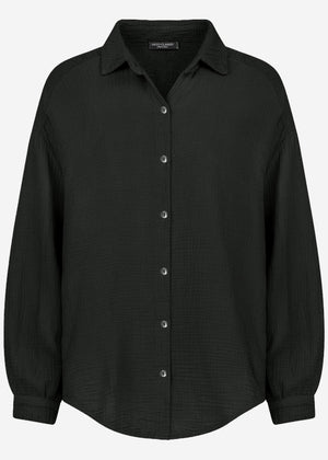 Musselin Bluse oversize, kurz, schwarz