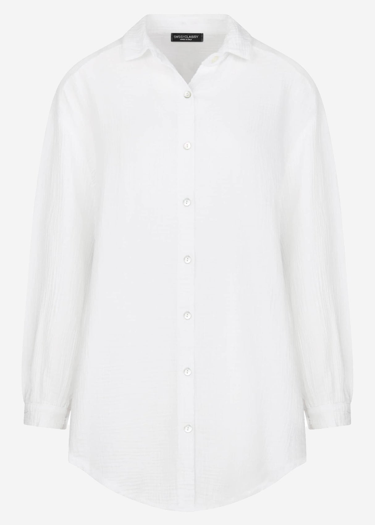 Musselin Bluse oversize, weiß