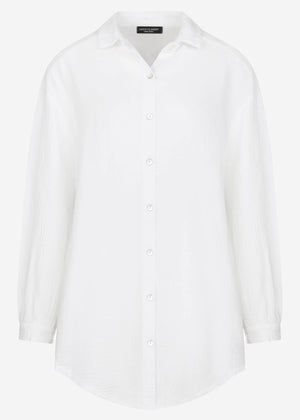 Musselin Bluse oversize, weiß