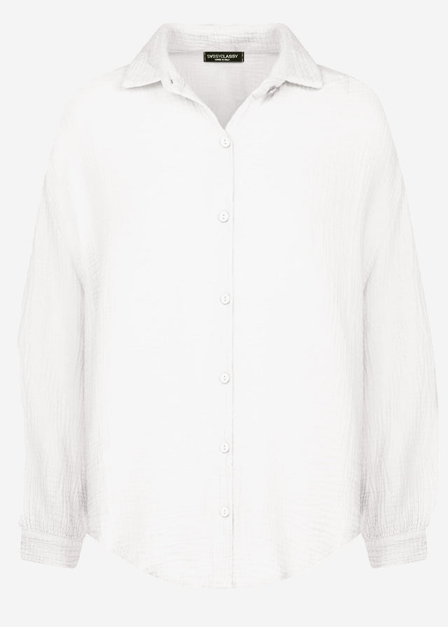 Short oversized muslin blouse - white