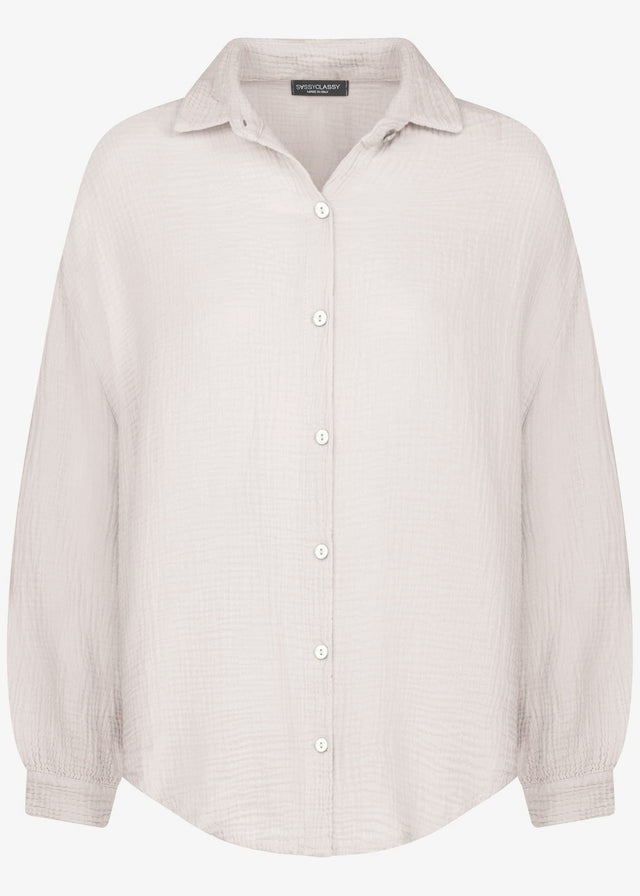 Short oversized muslin blouse - light beige